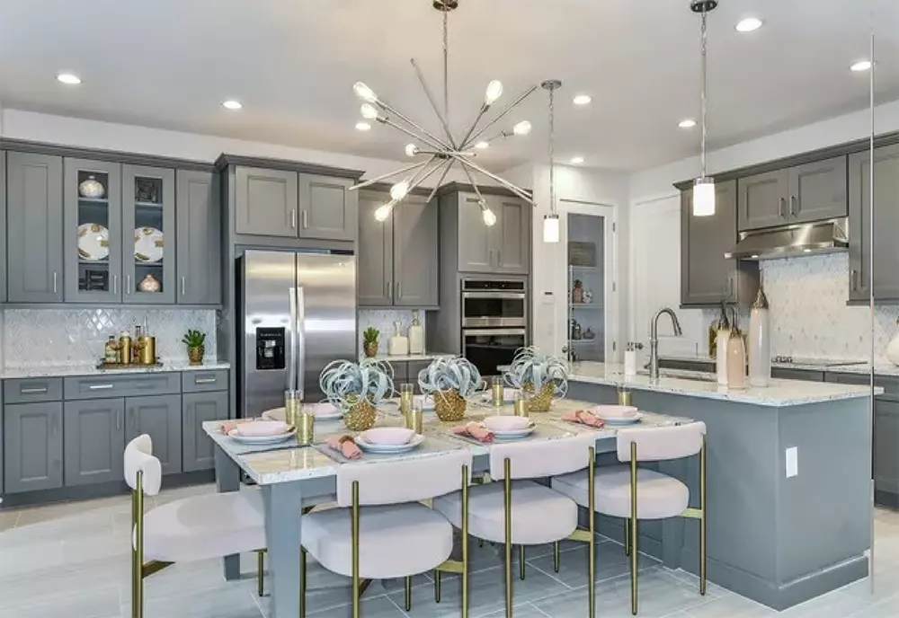 Shaker kitchen with floor-to-ceiling pantry cabinets